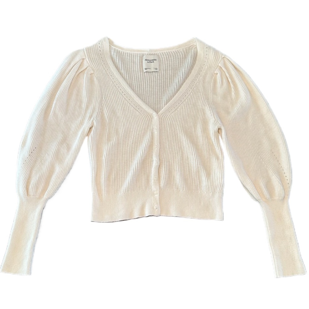 Cream V-Neck Women's Cardigan